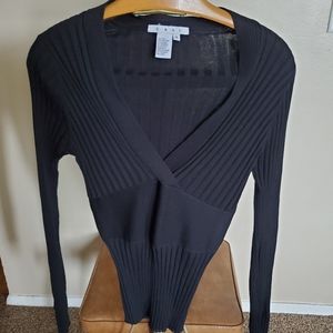 Cabi Black Ribbed Long Sleeve Sweater